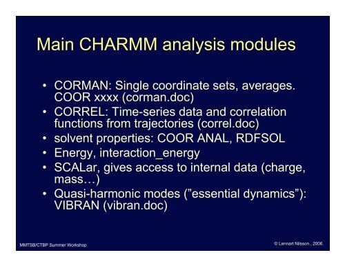 CHARMM Analysis Tools