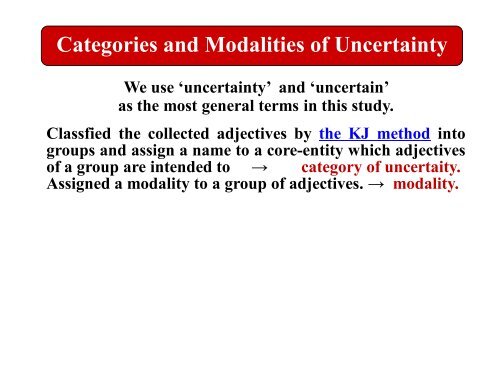 Categories and Modalities of Uncertainty - trivent.hu