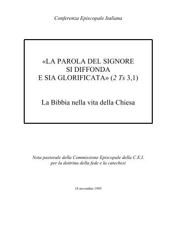 La Bibbia nella vita della Chiesa - Chiesa Cattolica Italiana