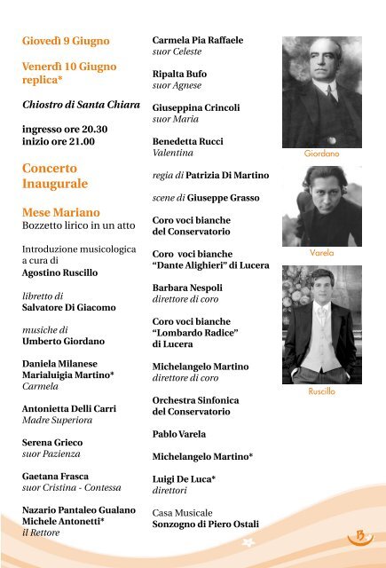 ingresso ore 20,30 inizio ore 21,00 - Conservatorio Umberto Giordano