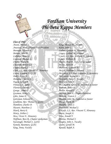 Fordham University Phi Beta Kappa Members