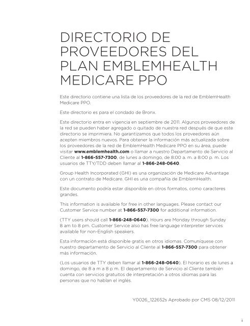 DIRECTORIO DE PROVEEDORES Y FARMACIAS ... - EmblemHealth