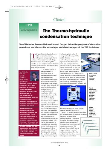 The Thermo-hydraulic condensation technique - The EndoExperience