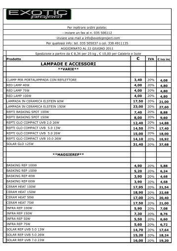 LAMPADE E ACCESSORI - Exotic Project