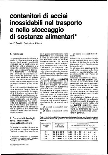 contenitori di acciai inossidabili nel trasporto e nello ... - Centro Inox