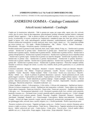 ANDREONI GOMMA Srl Via Verdi 123 20038 SEREGNO