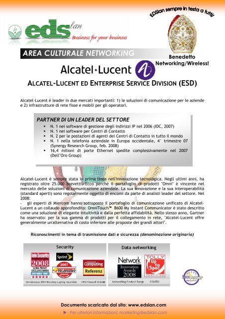 area culturale networking alcatel-lucent ed enterprise ... - EDSlan