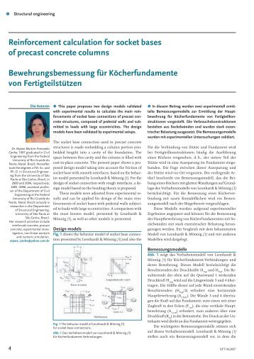 Reinforcement calculation for socket bases of precast ... - Bauverlag
