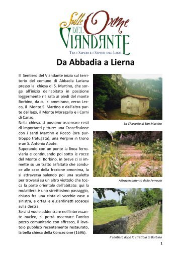 Sentiero del Viandante - da Abbadia a Lierna - proloco lario orientale