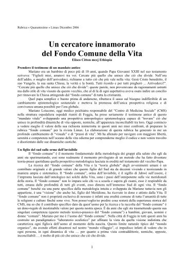 Un cercatore innamorato del Fondo Comune della Vita - Verso una ...