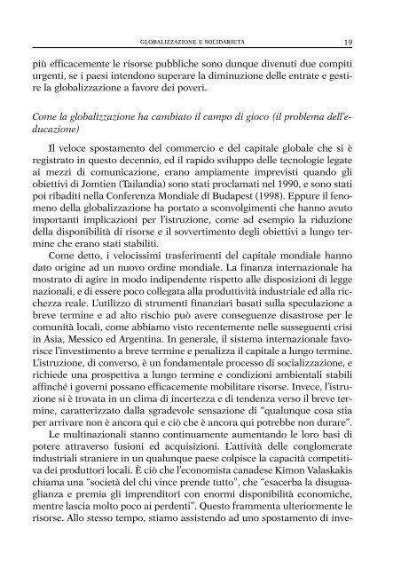 Globalizzazione e Solidarietà - PAS