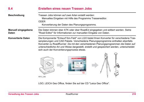 Leica RoadRunner Technisches Referenzhandbuch