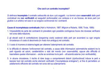 Che cos'è un contratto incompleto? - dipartimento di economia e diritto