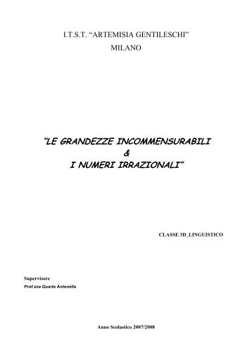 I numeri irrazionali - ITST Artemisia Gentileschi