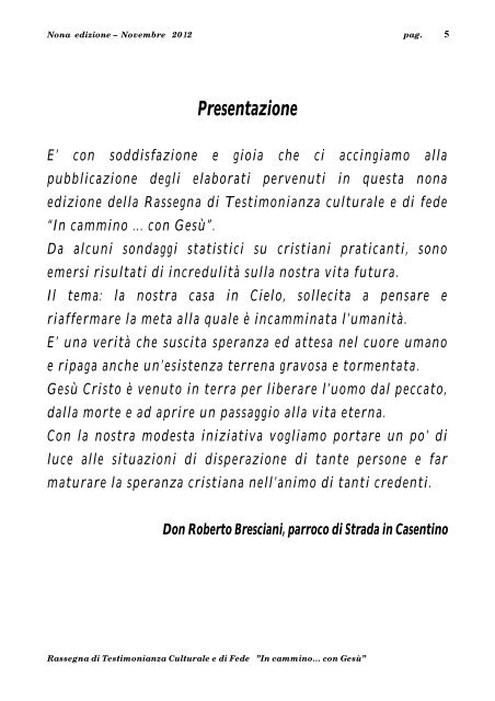 Pubblicazione delle opere 2012 - Parrocchia di San Martino a Vado