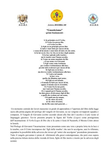 GNOSTICISMO. A cura del Fr. T. G. - LOGGIA HOCHMA n.182 di ...
