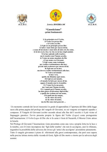 GNOSTICISMO. A cura del Fr. T. G. - LOGGIA HOCHMA n.182 di ...