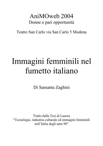 Immagini femminili nel fumetto italiano - Animoweb