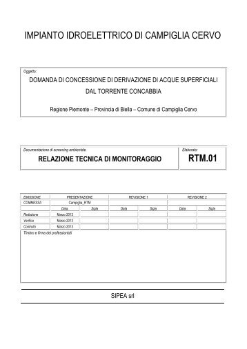 IMPIANTO IDROELETTRICO DI CAMPIGLIA CERVO RTM.01