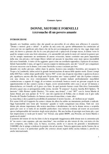 DONNE, MOTORI E FORNELLI (s)cronache di un ... - Gennaro Aprea