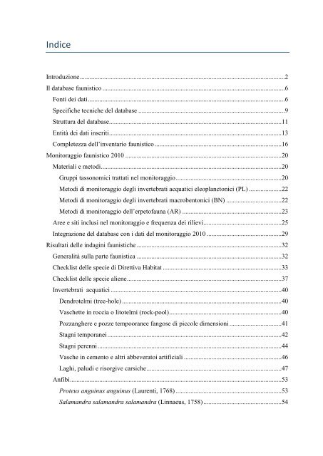 Monitoraggio e individuazione di misure di conservazione per la ...