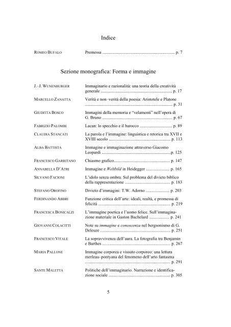 Sezione monografica: Forma e immagine - Filosofia - Università