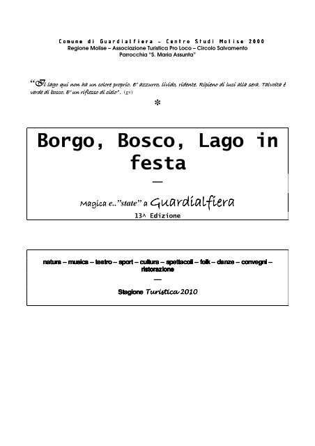 Borgo, Bosco, Lago in festa - Comune di Guardialfiera