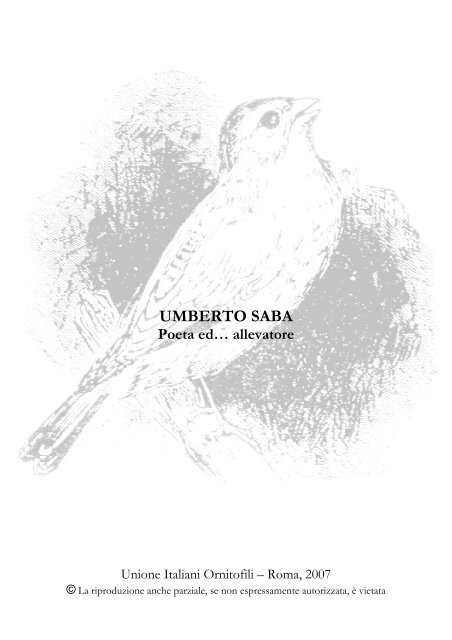 Ricordo di Umberto Saba, poeta ed allevatore, a cinquant'anni dalla ...