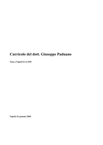 Curricolo del dott. Giuseppe Paduano - Università degli Studi di ...