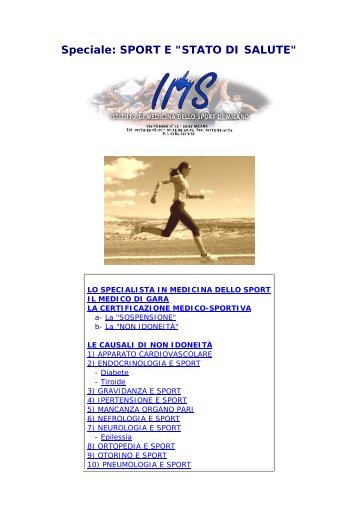 Speciale: SPORT E "STATO DI SALUTE" - Accademiasport.It