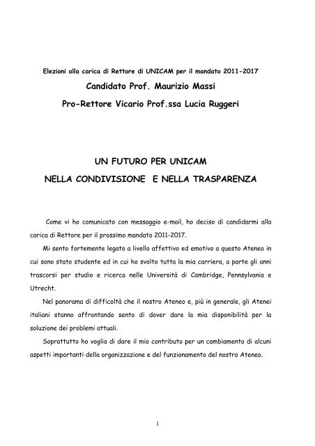 PROGRAMMA [pdf] - Università degli Studi di Camerino