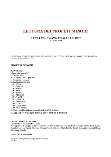 Lettura dei Profeti minori - Acli Milano