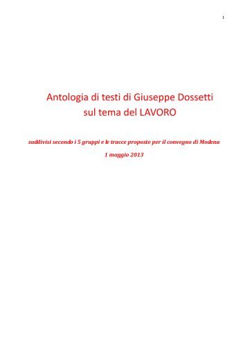 Antologia di testi di Giuseppe Dossetti sul tema del ... - Centro Ferrari