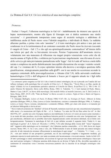 La Donna di Gal 4,4. Un'eco sintetica di una ... - La Theotokos