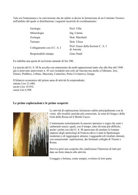 STORIA G.S.M. (in pdf) - Gruppo Speleologico Marchigiano CAI ...