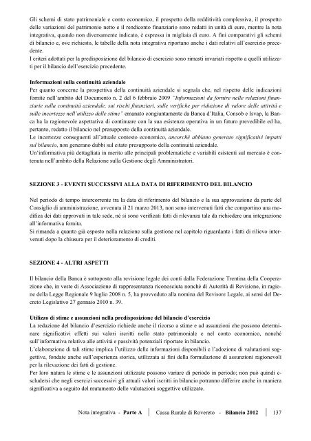 Esercizio 2012 - Cassa Rurale di Rovereto