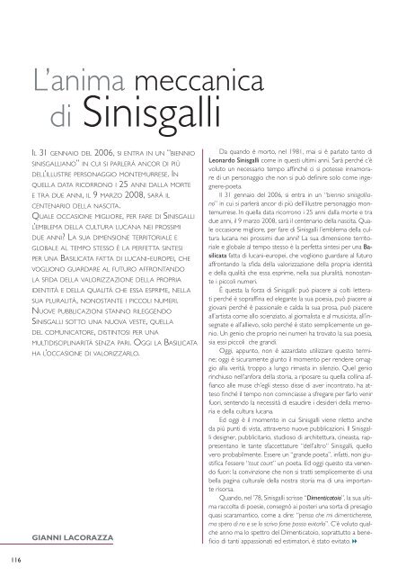 L'anima meccanica di Sinisgalli Gianni Lacorazza Il grande ...