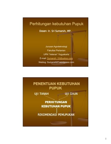 Perhitungan Kebutuhan Pupuk Kimia dan Organik