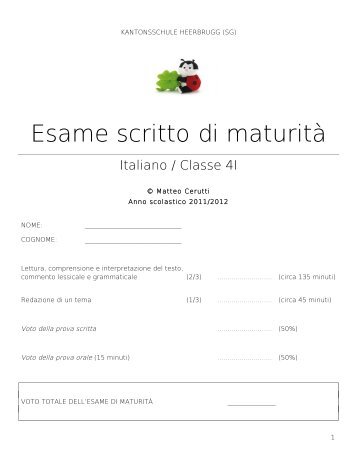 Esame scritto di maturità - Kantonsschule Heerbrugg