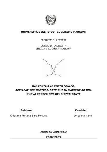 di lettere corso di laurea in lingua e cultura italiana dal fonema al volto