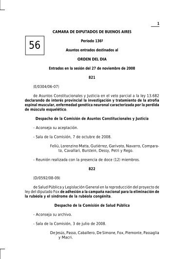 Orden 56 - Cámara de Diputados de la Provincia de Buenos Aires