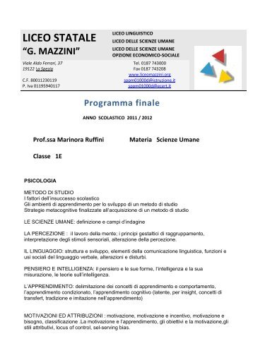 sc. umane - LICEO MAZZINI - La Spezia