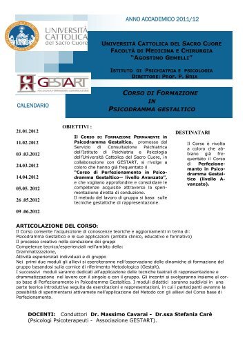 Programma - Università Cattolica del Sacro Cuore