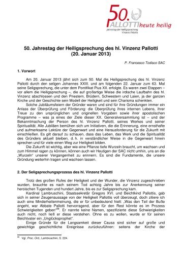 50. Jahrestag der Heiligsprechung des hl. Vinzenz ... - heute heilig