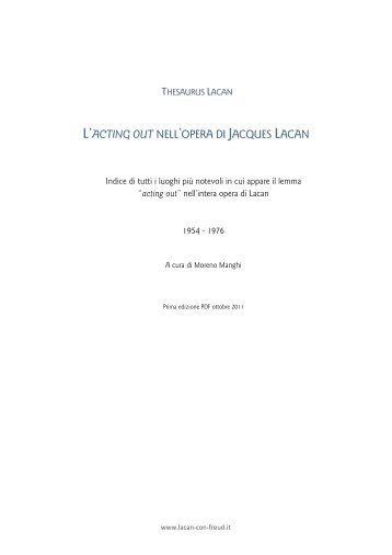 l'acting out nell'opera di jacques lacan - Lacan con Freud.it