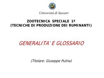 Presentazione di PowerPoint - Scienze Zootecniche