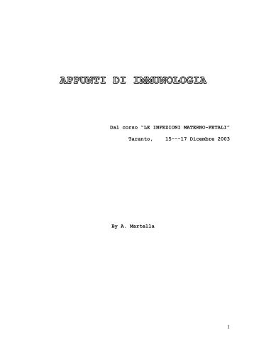 Appunti di immunologia. - Sjdiem.it