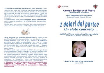 I dolori del parto?...un aiuto concreto - Asl Nuoro