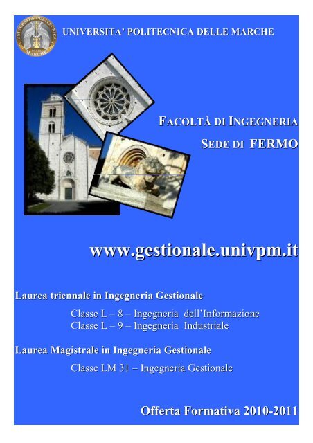 Scarica la Guida - Ingegneria Gestionale Fermo - Univpm ...