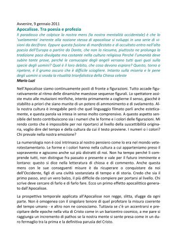 Apocalisse. Tra poesia e profezia